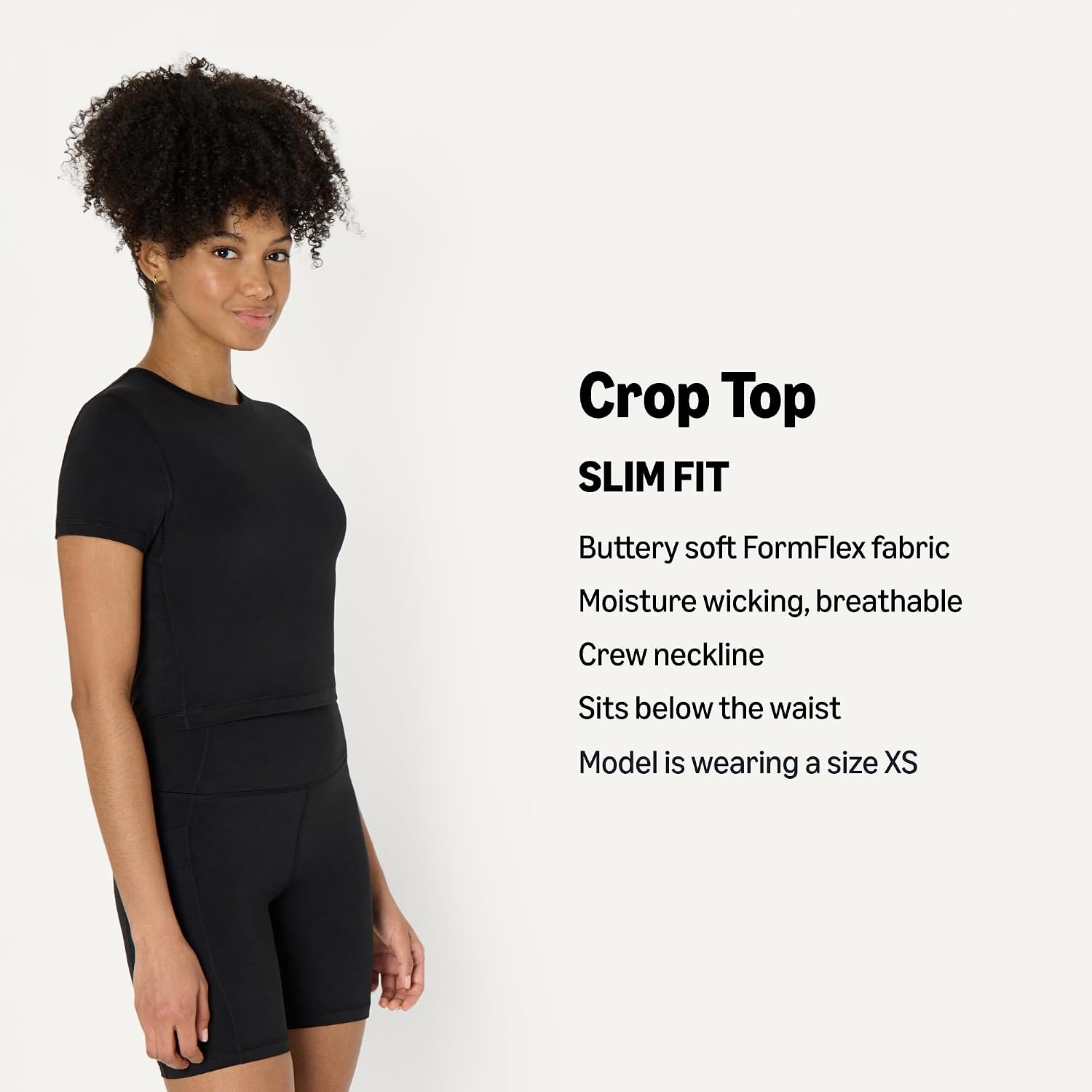 image:imageAmazon Essentials Womens Active FormFlex Buttery Soft Slim Fit Crop Layering Workout Top MoistureWickingBlack