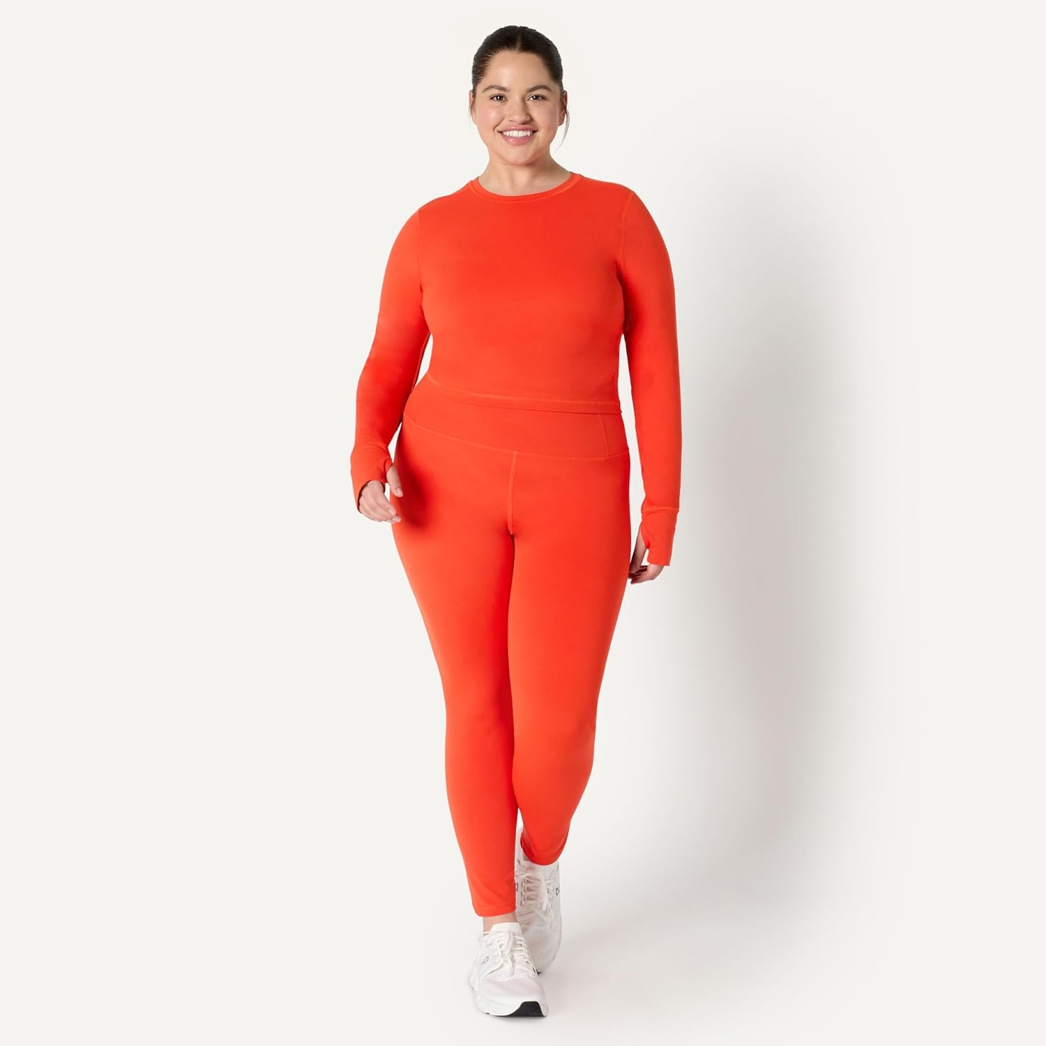 image:imageAmazon Essentials Womens Active FormFlex Buttery Soft Slim Fit Crop Layering Workout Top MoistureWickingBright Red