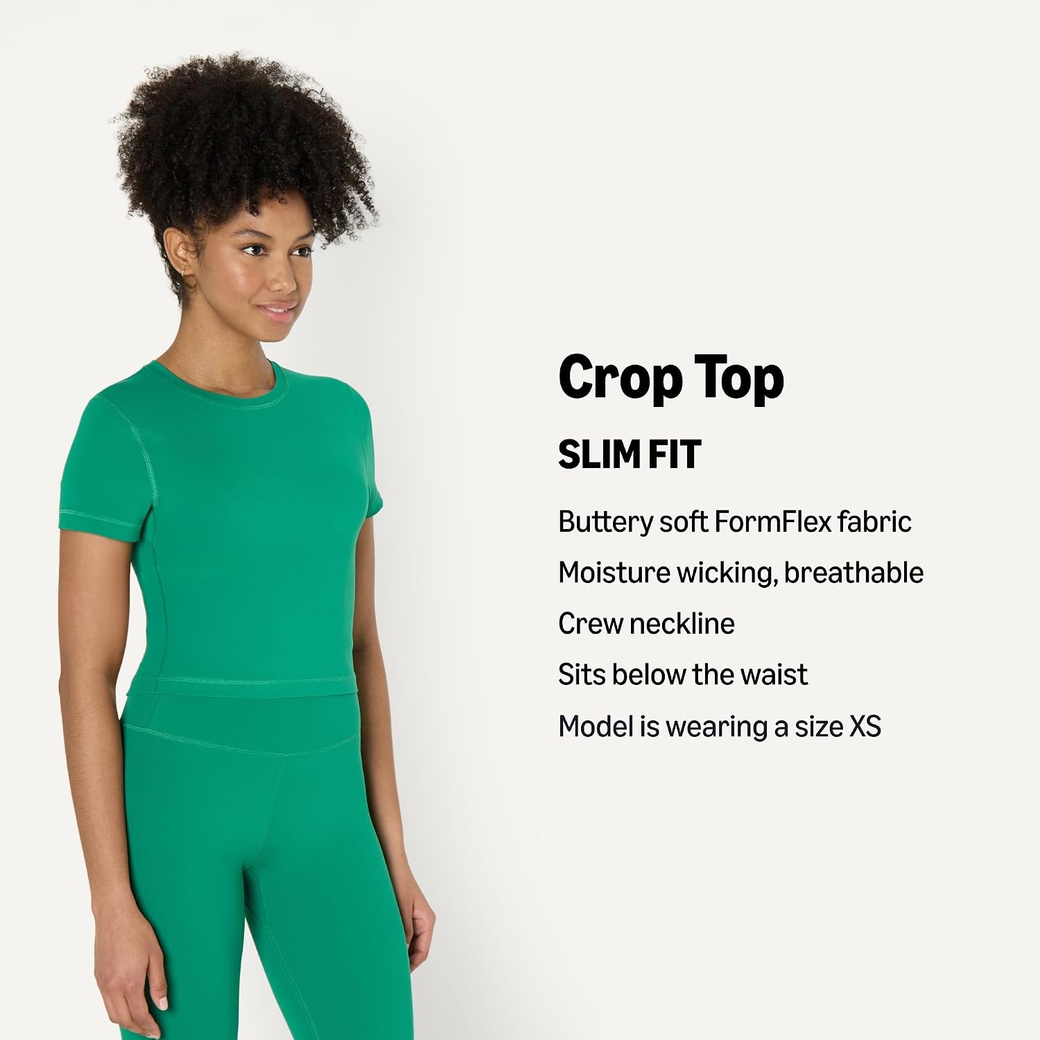image:imageAmazon Essentials Womens Active FormFlex Buttery Soft Slim Fit Crop Layering Workout Top MoistureWickingEmerald Green