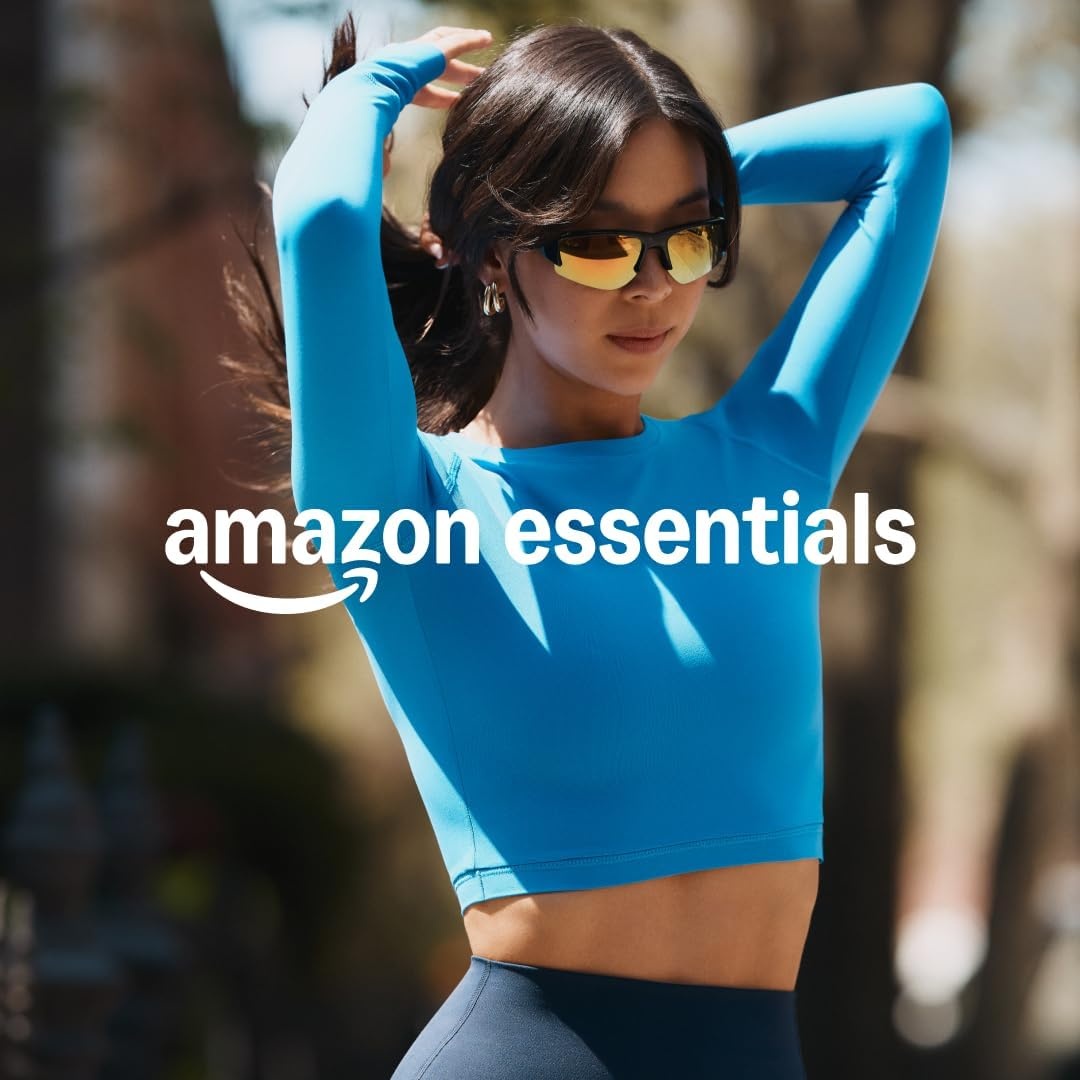 image:imageAmazon Essentials Womens Active FormFlex Buttery Soft Slim Fit Crop Layering Workout Top MoistureWickingNavy