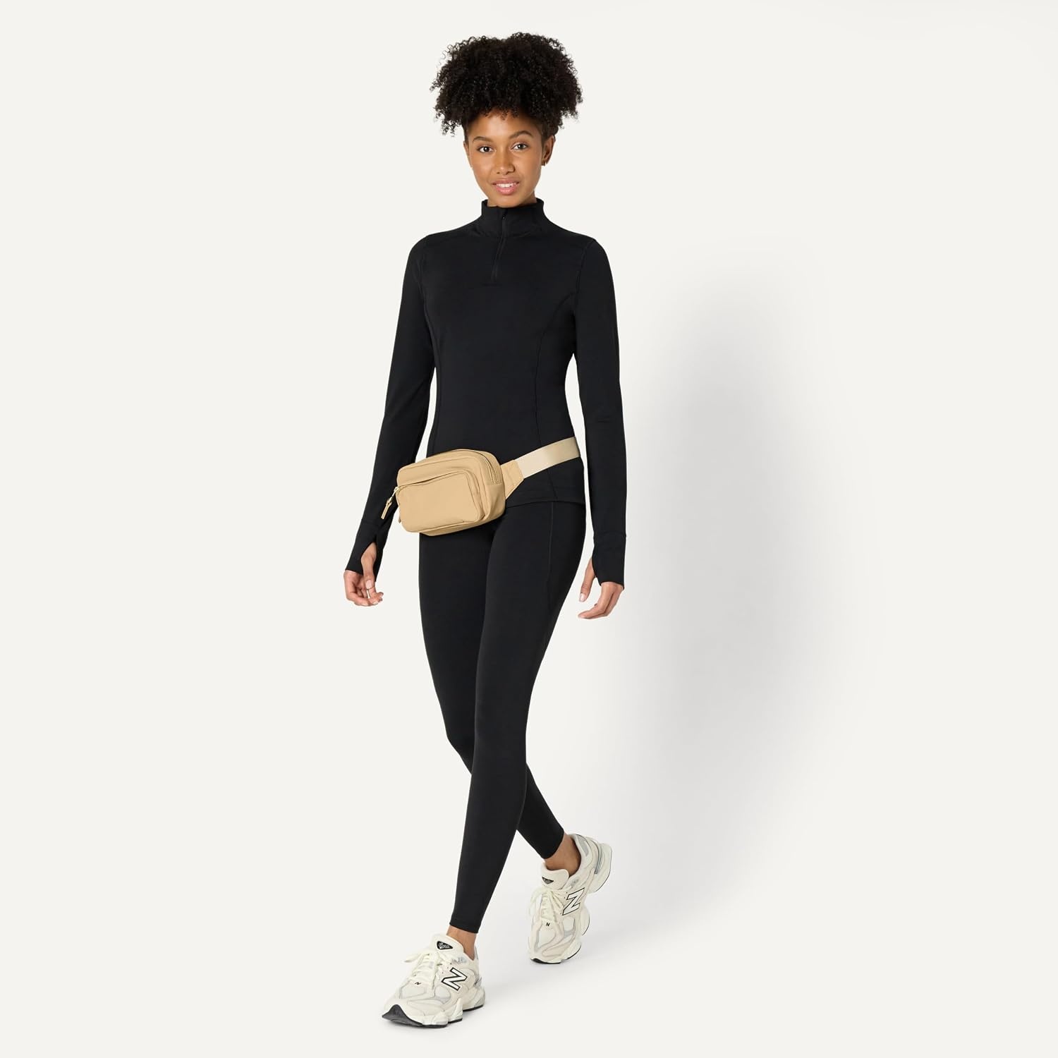 image:imageAmazon Essentials Womens Active FormFlex Buttery Soft Slim Fit Quarter Zip Long Sleeve Pullover Jacket Moisture WickingBlack