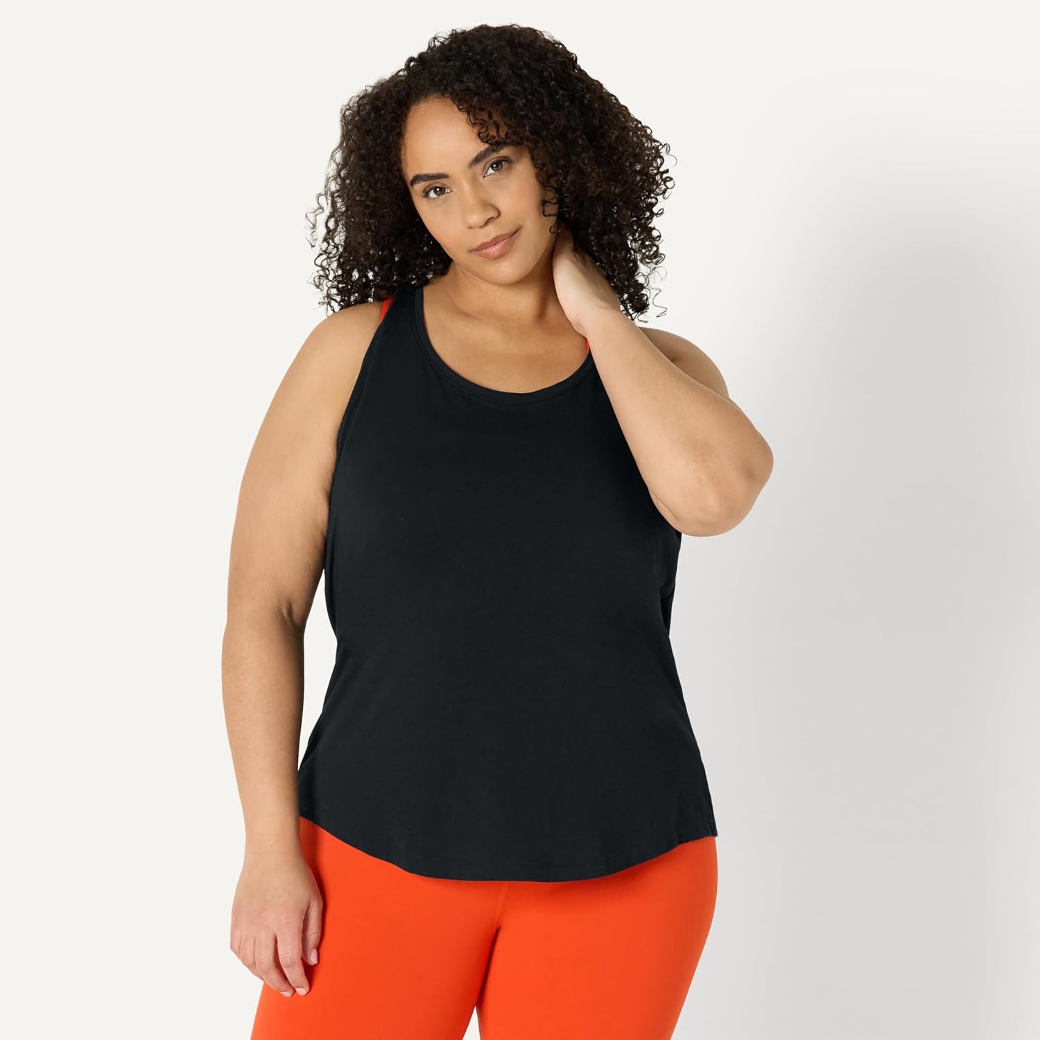 image:imageAmazon Essentials Womens Active Soft Cotton Modal Jersey Knit Scoop Neck Racerback Relaxed Fit Lightweight Yoga Tank TopBlack