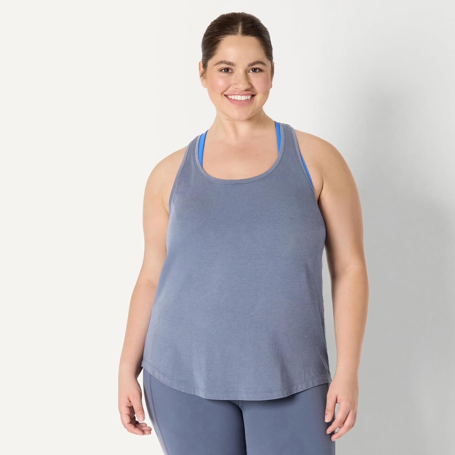 image:imageAmazon Essentials Womens Active Soft Cotton Modal Jersey Knit Scoop Neck Racerback Relaxed Fit Lightweight Yoga Tank TopSlate Grey