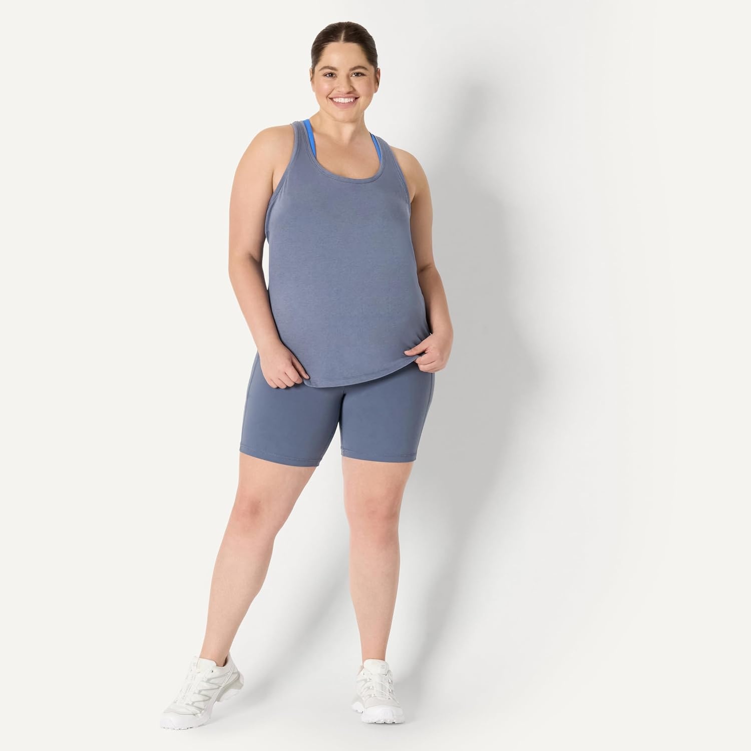 image:imageAmazon Essentials Womens Active Soft Cotton Modal Jersey Knit Scoop Neck Racerback Relaxed Fit Lightweight Yoga Tank TopSlate Grey
