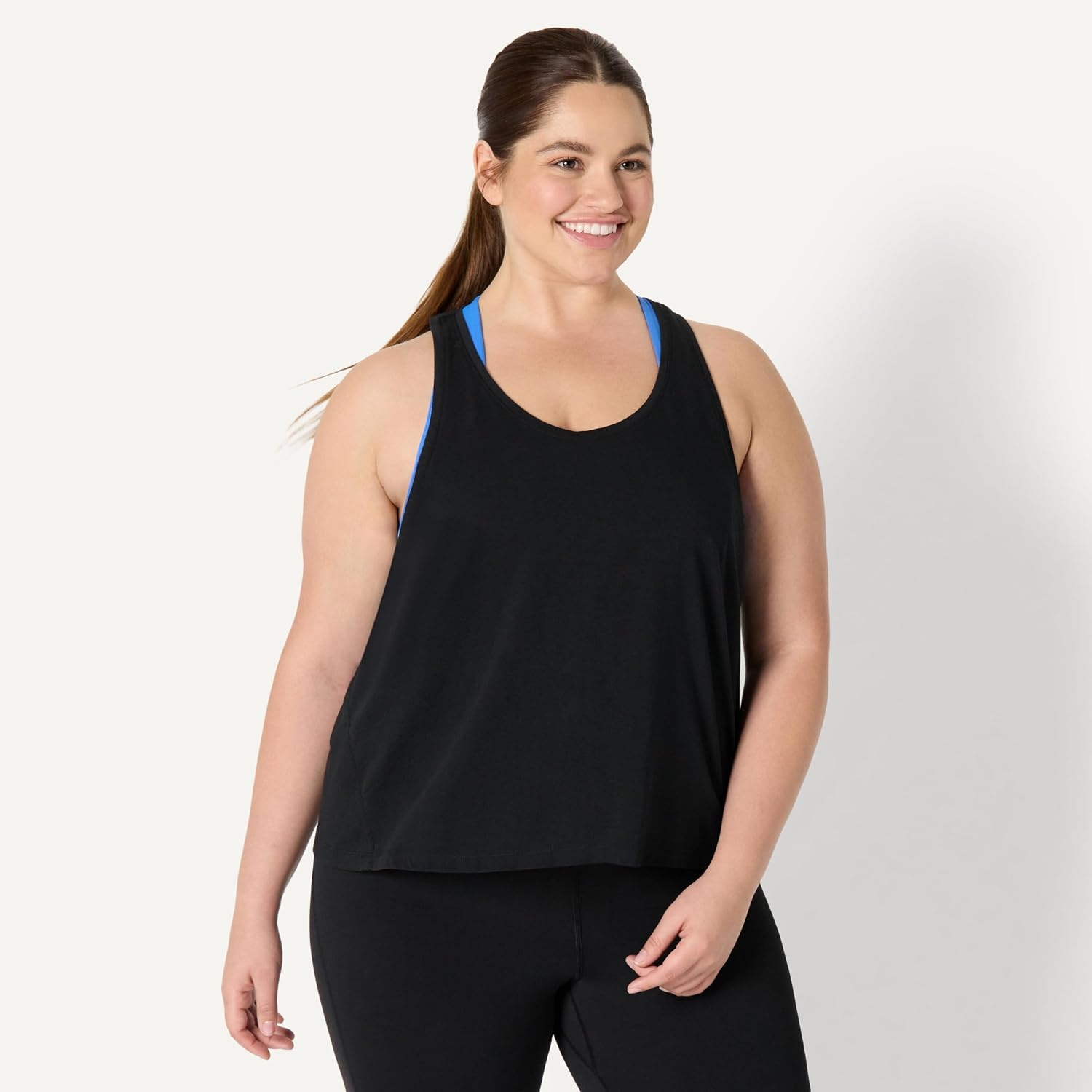 image:imageAmazon Essentials Womens Active Soft Cotton Modal Yoga Workout Racerback Tank Top RelaxedFitBlack