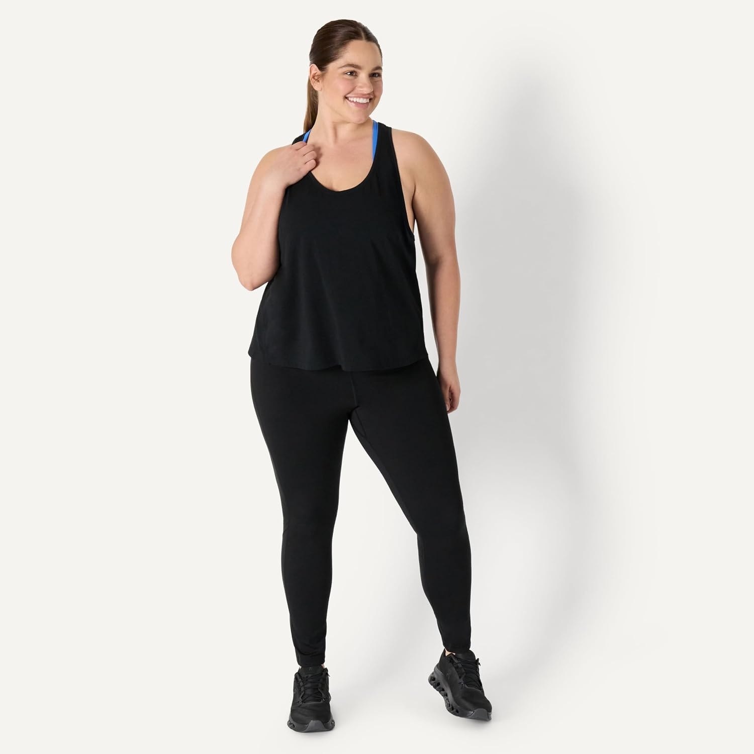 image:imageAmazon Essentials Womens Active Soft Cotton Modal Yoga Workout Racerback Tank Top RelaxedFitBlack