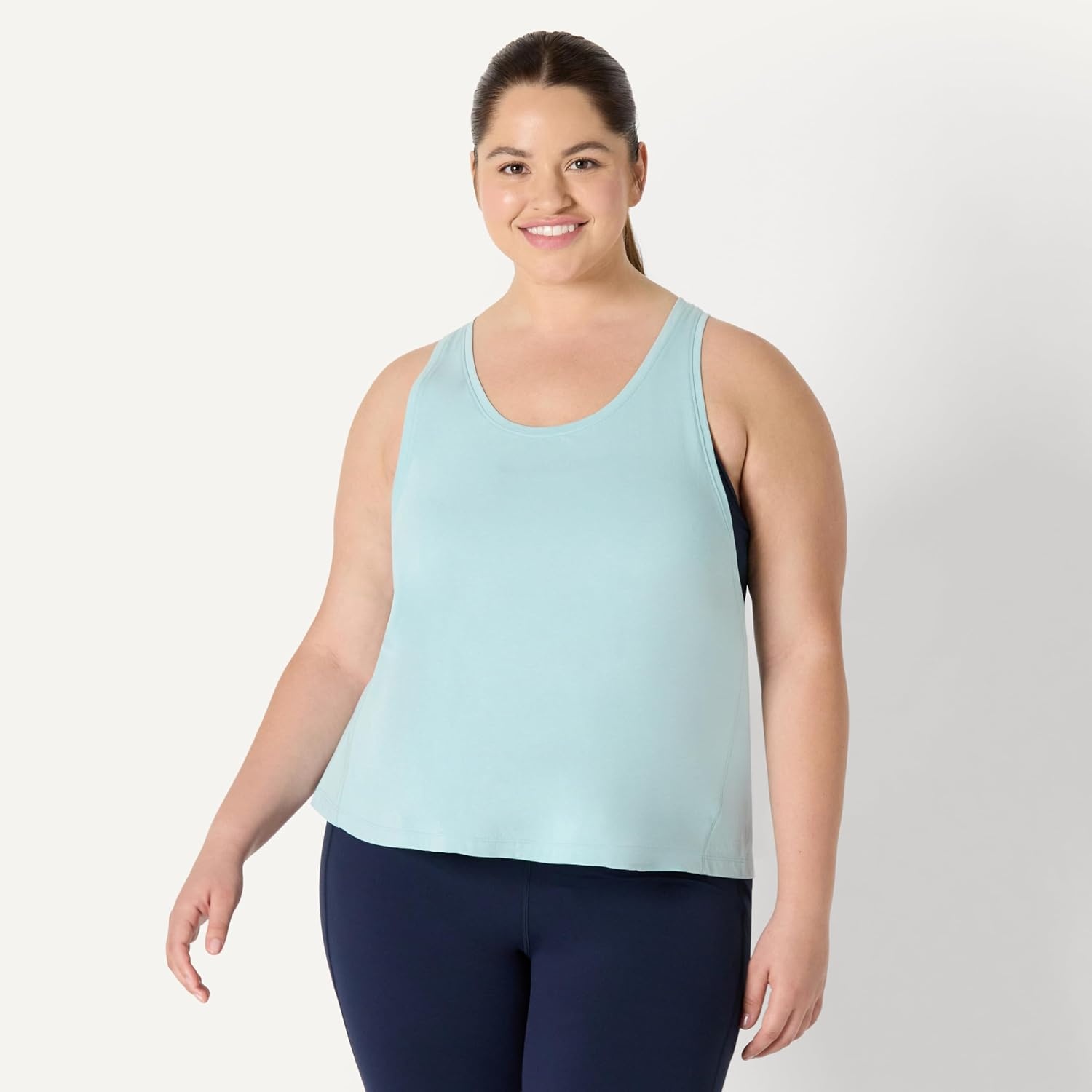 image:imageAmazon Essentials Womens Active Soft Cotton Modal Yoga Workout Racerback Tank Top RelaxedFitLight Blue