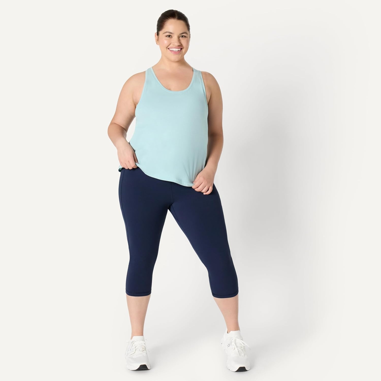 image:imageAmazon Essentials Womens Active Soft Cotton Modal Yoga Workout Racerback Tank Top RelaxedFitLight Blue