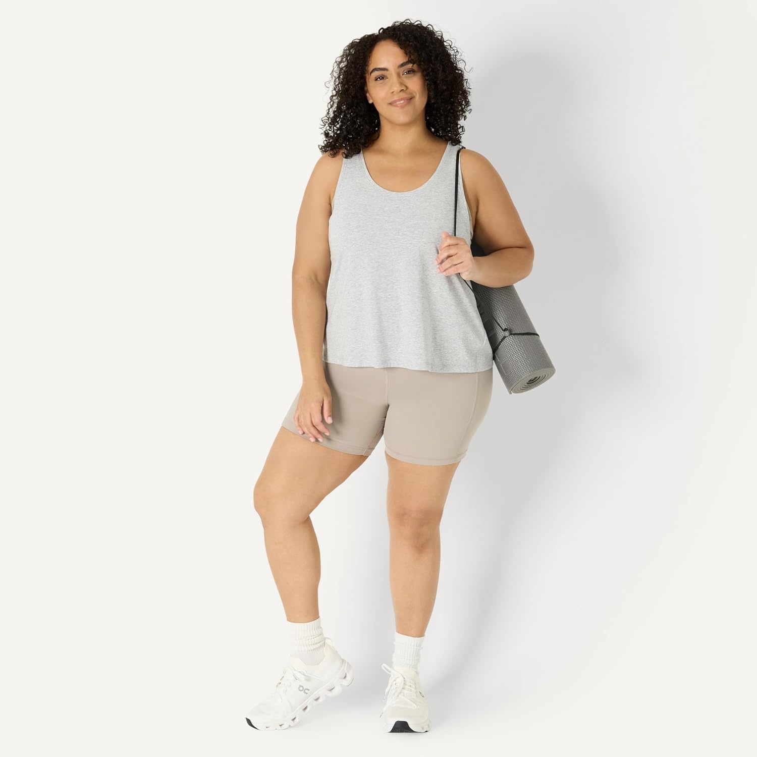 image:imageAmazon Essentials Womens Active Soft Cotton Modal Yoga Workout Racerback Tank Top RelaxedFitLight Gray Heather