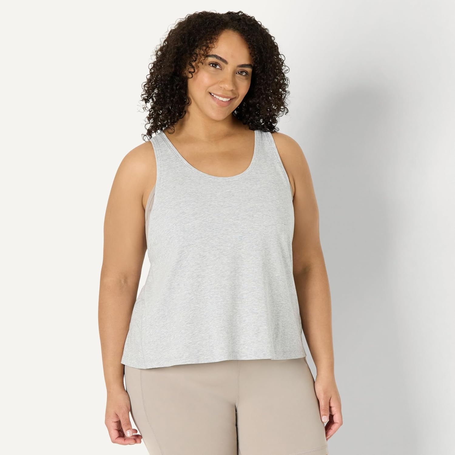 image:imageAmazon Essentials Womens Active Soft Cotton Modal Yoga Workout Racerback Tank Top RelaxedFitLight Gray Heather