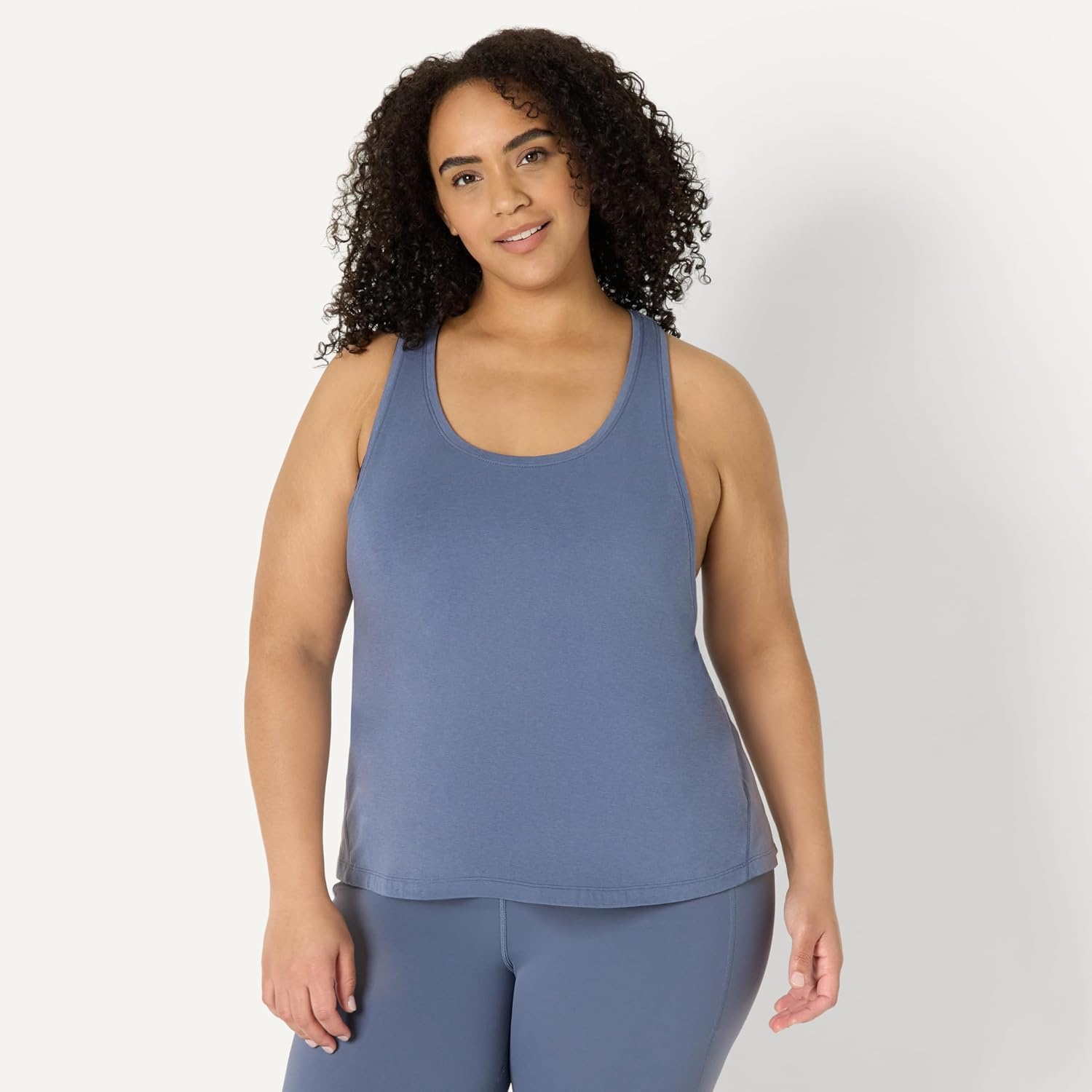 image:imageAmazon Essentials Womens Active Soft Cotton Modal Yoga Workout Racerback Tank Top RelaxedFitSlate Grey
