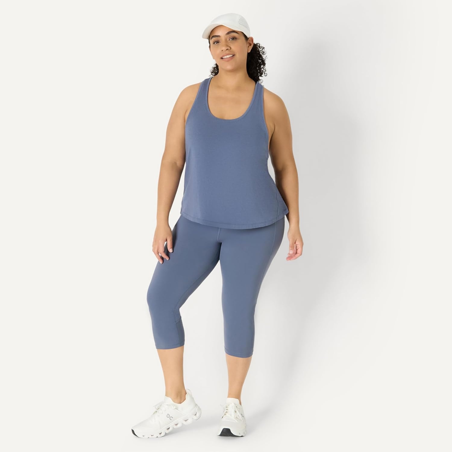 image:imageAmazon Essentials Womens Active Soft Cotton Modal Yoga Workout Racerback Tank Top RelaxedFitSlate Grey