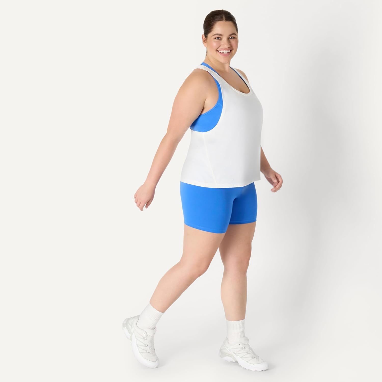 image:imageAmazon Essentials Womens Active Soft Cotton Modal Yoga Workout Racerback Tank Top RelaxedFitWhite