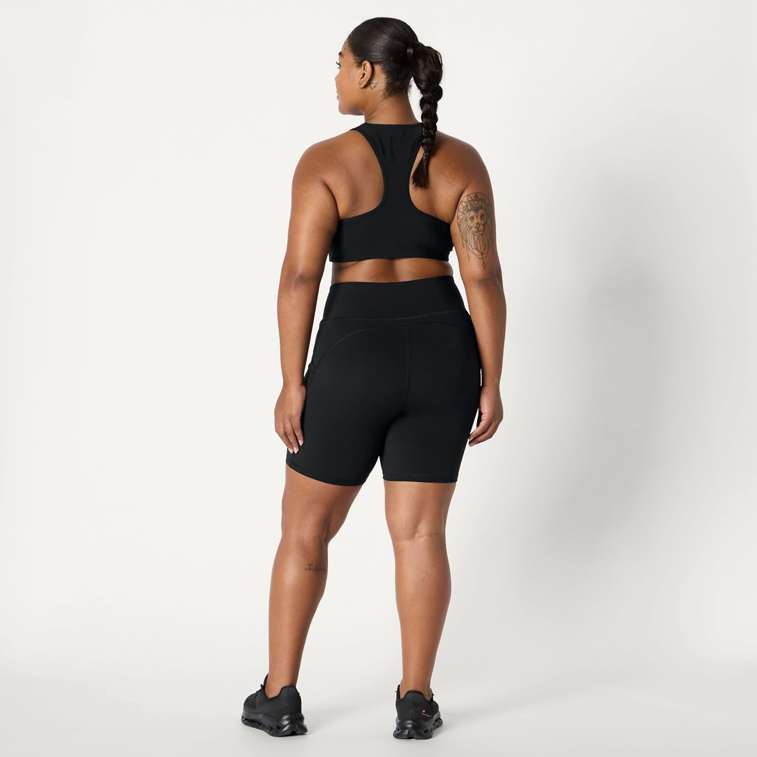 image:imageAmazon Essentials Womens Active Total Train High Waist 7 Gym Workout Biker Shorts with PocketsBlack