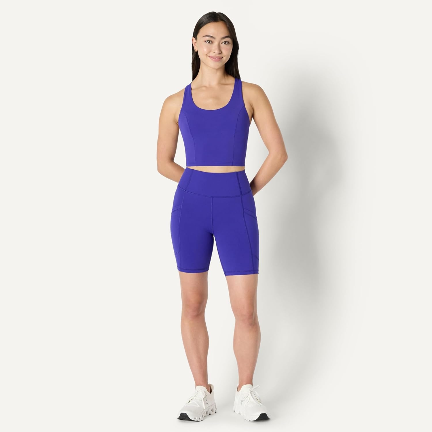 image:imageAmazon Essentials Womens Active Total Train High Waist 7 Gym Workout Biker Shorts with PocketsRoyal Blue