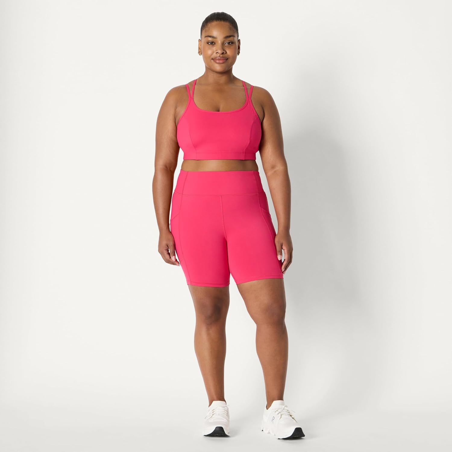 image:imageAmazon Essentials Womens Active Total Train Medium Support Sports Bra with Strappy BackHot Pink