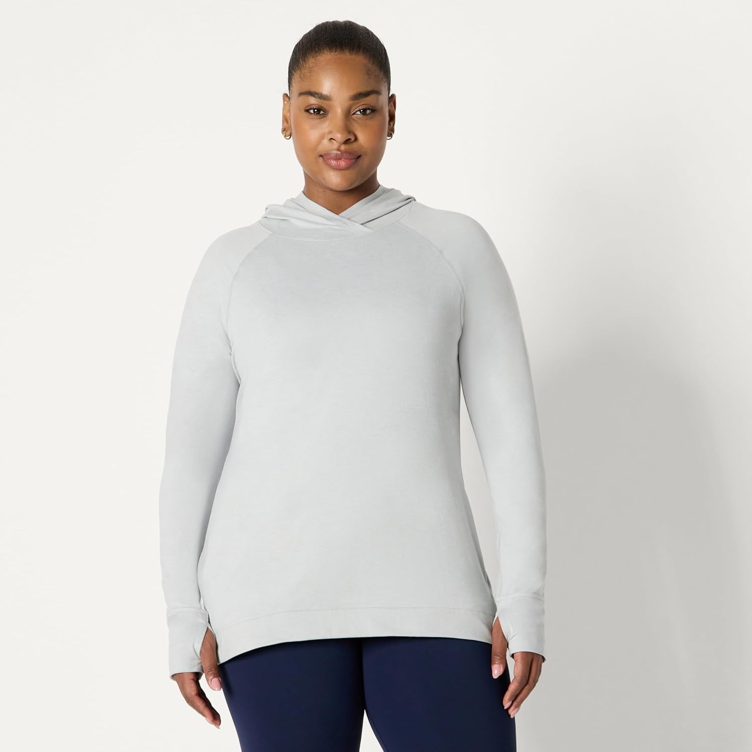 image:imageAmazon Essentials Womens Athletic Soft Performance Lightweight Long Sleeve Pullover Hoodie Workout TopSpace Dye Dove