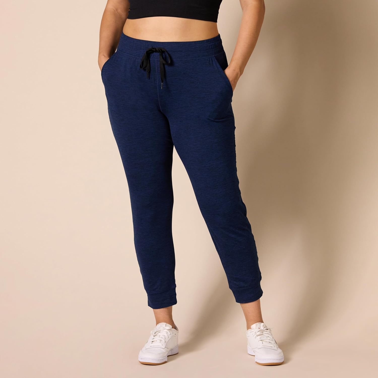 image:imageAmazon Essentials Womens Brushed Tech Stretch Jogger Pant Discontinued ColorsNavy Space Dye