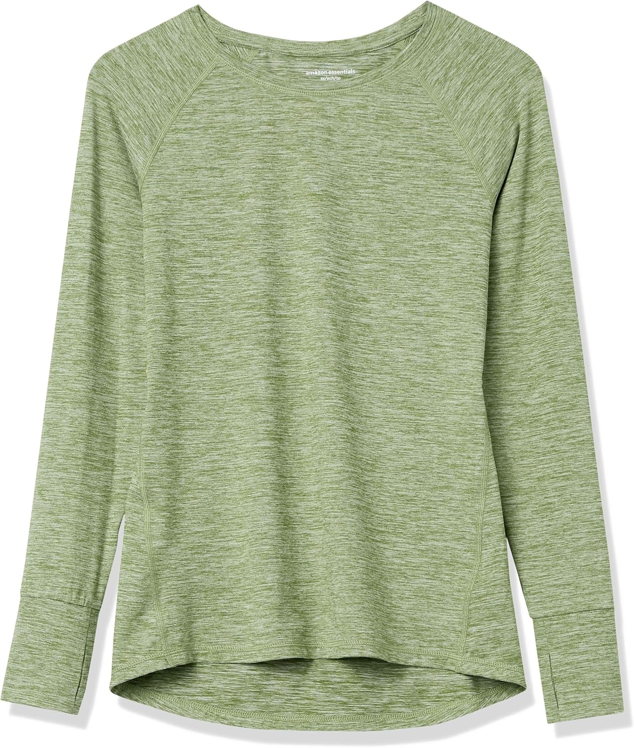 image:imageAmazon Essentials Womens Brushed Tech Stretch LongSleeve Crewneck Shirt Available in Plus SizeArmy Green