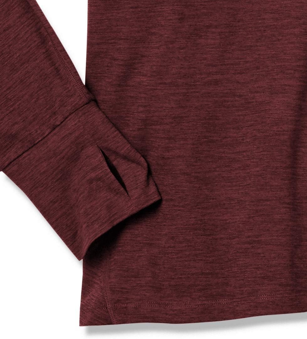 image:imageAmazon Essentials Womens Brushed Tech Stretch LongSleeve Crewneck Shirt Available in Plus SizeBurgundy Space Dye