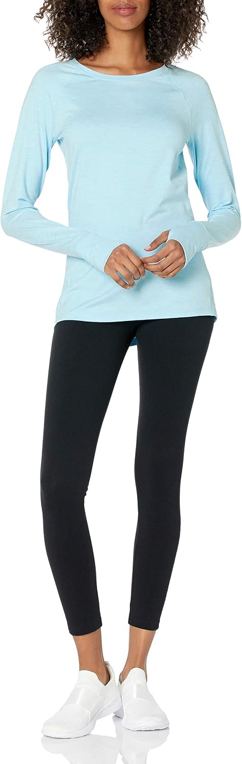 image:imageAmazon Essentials Womens Brushed Tech Stretch LongSleeve Crewneck Shirt Available in Plus SizeSky Blue
