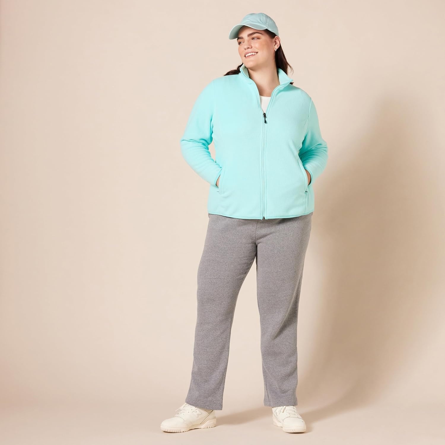 image:imageAmazon Essentials Womens ClassicFit FullZip Polar Soft Fleece Jacket Outerwear Coat with Cuffs Available in Plus SizeAqua