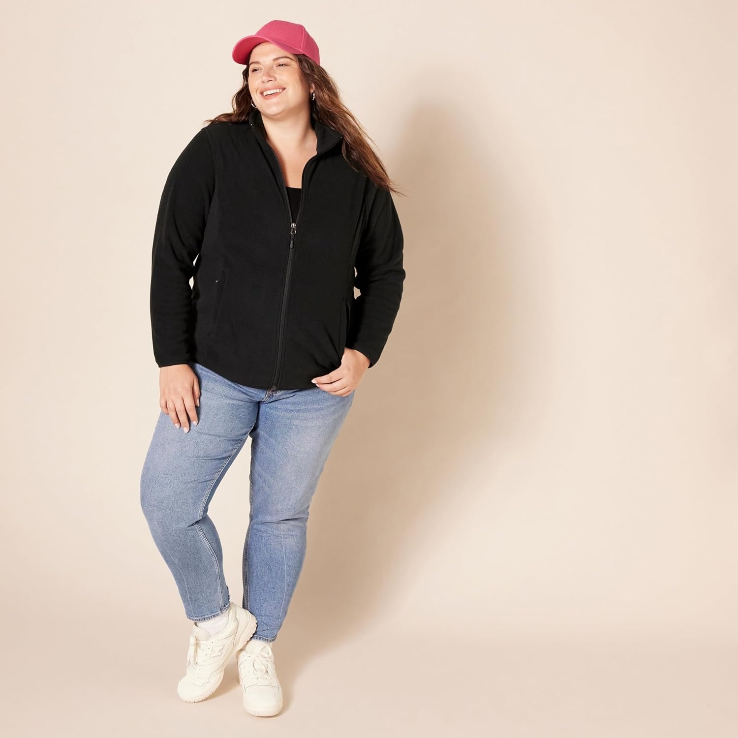 image:imageAmazon Essentials Womens ClassicFit FullZip Polar Soft Fleece Jacket Outerwear Coat with Cuffs Available in Plus SizeBlack