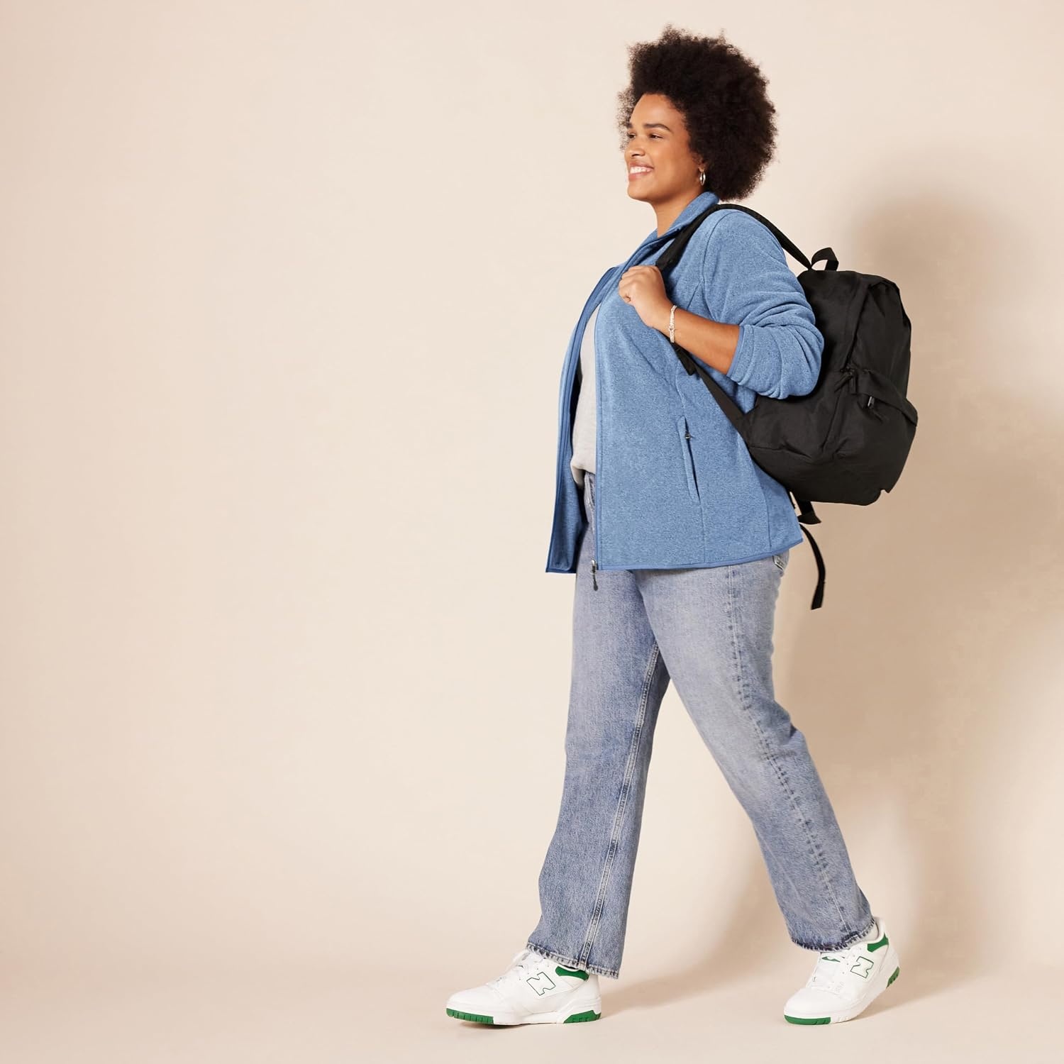 image:imageAmazon Essentials Womens ClassicFit FullZip Polar Soft Fleece Jacket Outerwear Coat with Cuffs Available in Plus SizeBlue Heather