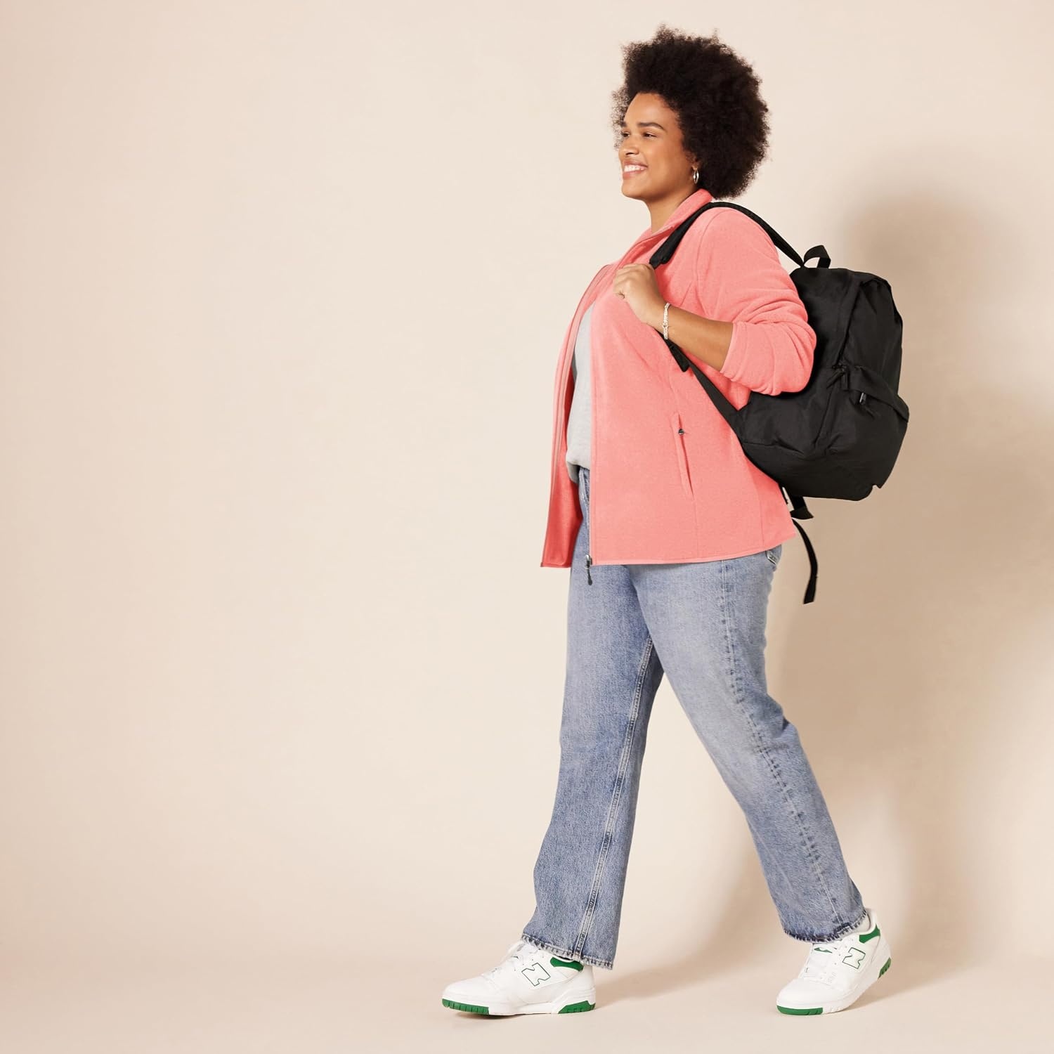 image:imageAmazon Essentials Womens ClassicFit FullZip Polar Soft Fleece Jacket Outerwear Coat with Cuffs Available in Plus SizeBright Coral
