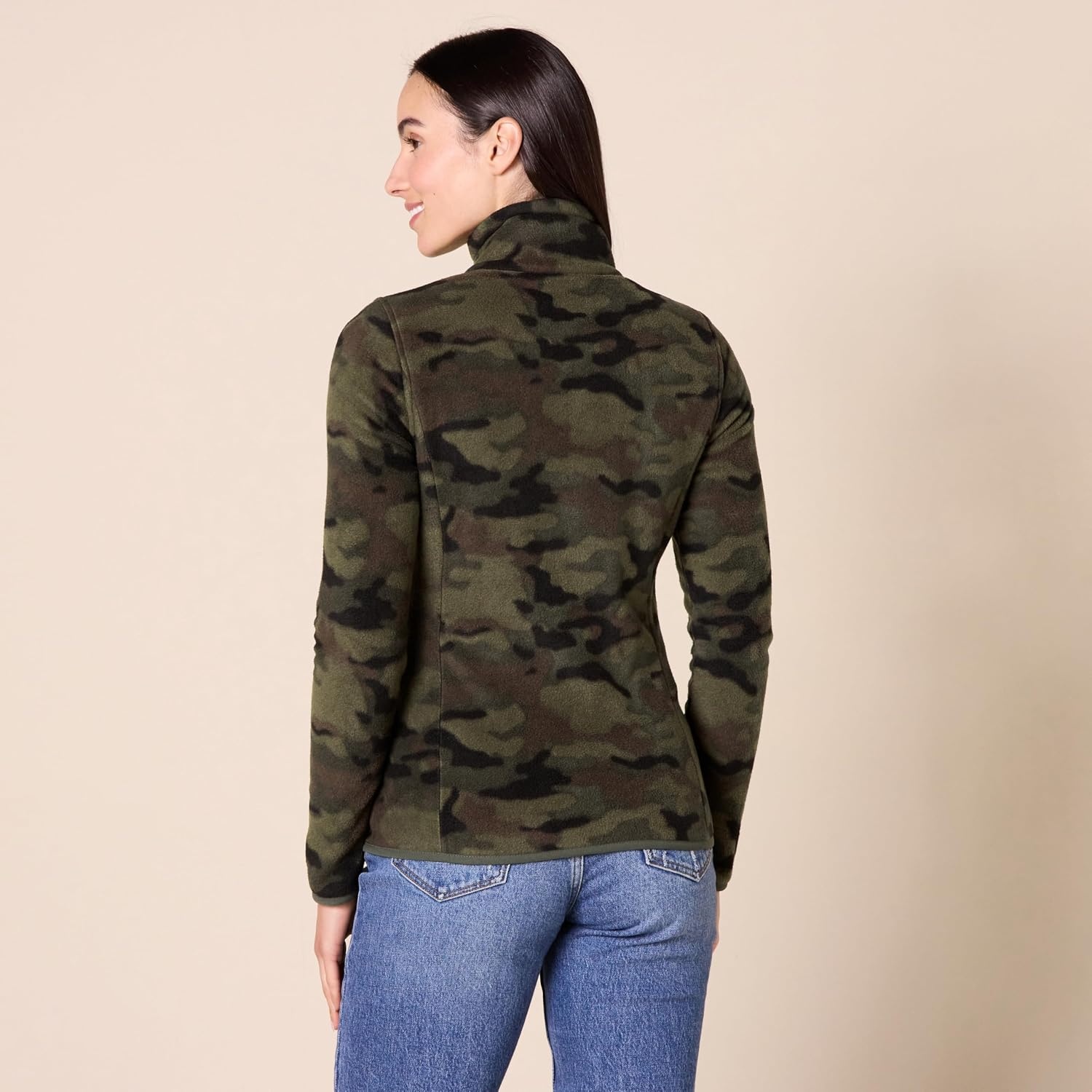 image:imageAmazon Essentials Womens ClassicFit FullZip Polar Soft Fleece Jacket Outerwear Coat with Cuffs Available in Plus SizeGreen Camo