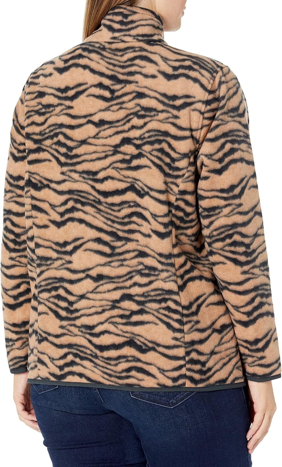 image:imageAmazon Essentials Womens ClassicFit FullZip Polar Soft Fleece Jacket Outerwear Coat with Cuffs Available in Plus SizePeach Tiger Print