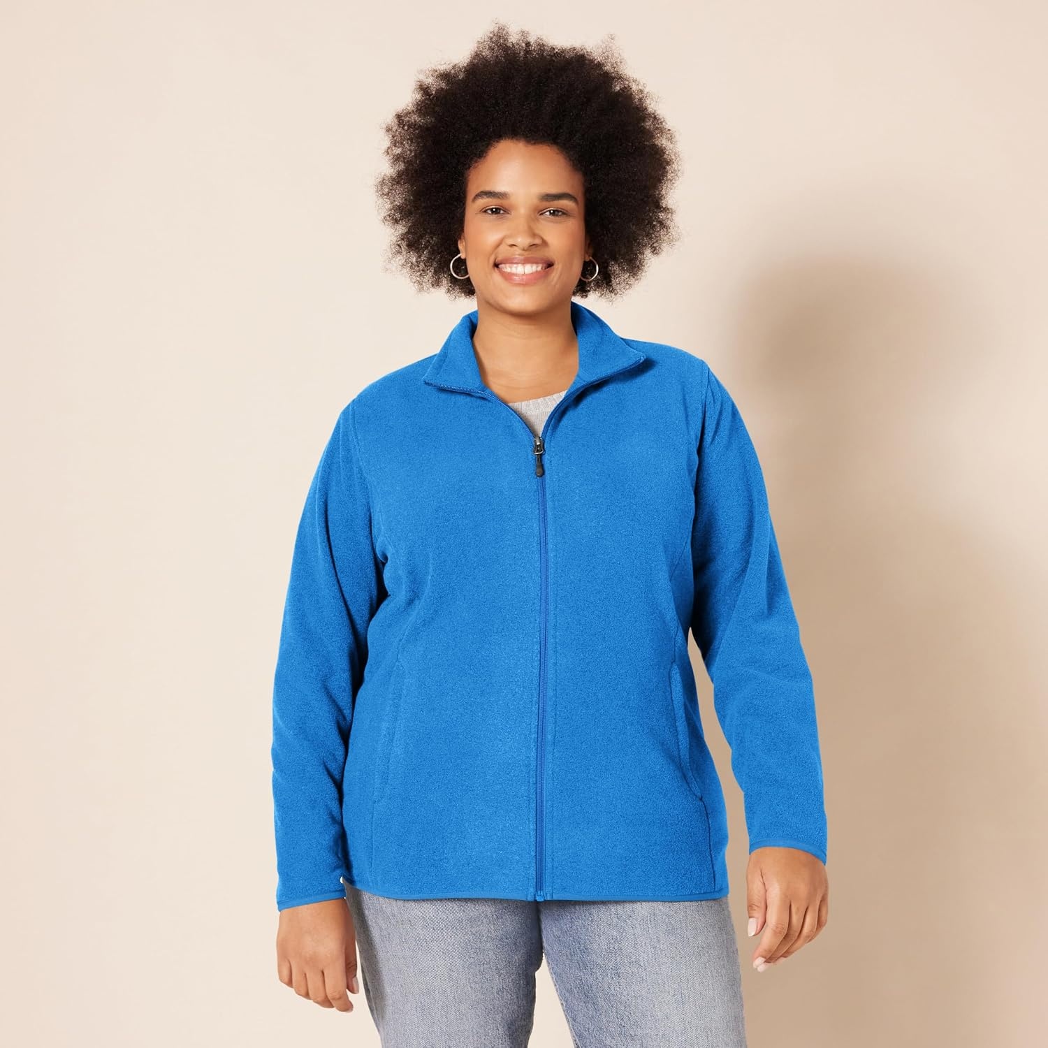 image:imageAmazon Essentials Womens ClassicFit FullZip Polar Soft Fleece Jacket Outerwear Coat with Cuffs Available in Plus SizeRoyal Blue