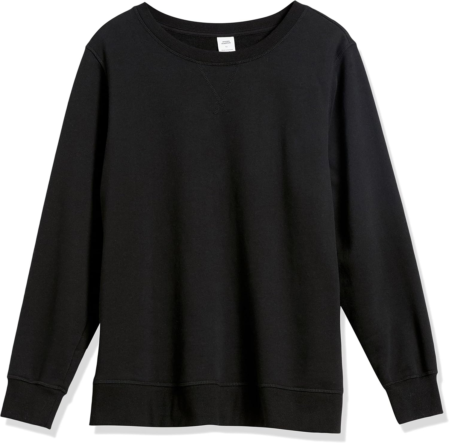image:imageAmazon Essentials Womens Fleece Crewneck Long Sleeve Pullover Sweatshirt Available in Plus SizeBlack Heather