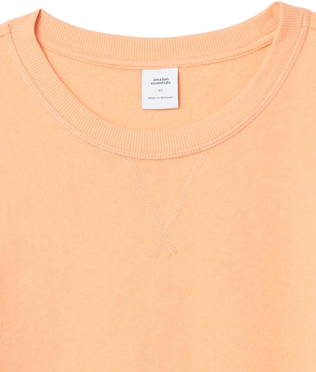 image:imageAmazon Essentials Womens Fleece Crewneck Long Sleeve Pullover Sweatshirt Available in Plus SizeCantaloupe