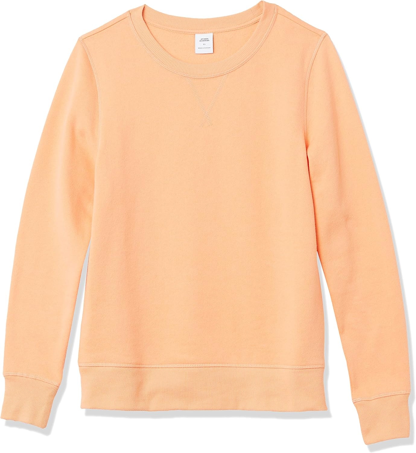 image:imageAmazon Essentials Womens Fleece Crewneck Long Sleeve Pullover Sweatshirt Available in Plus SizeCantaloupe