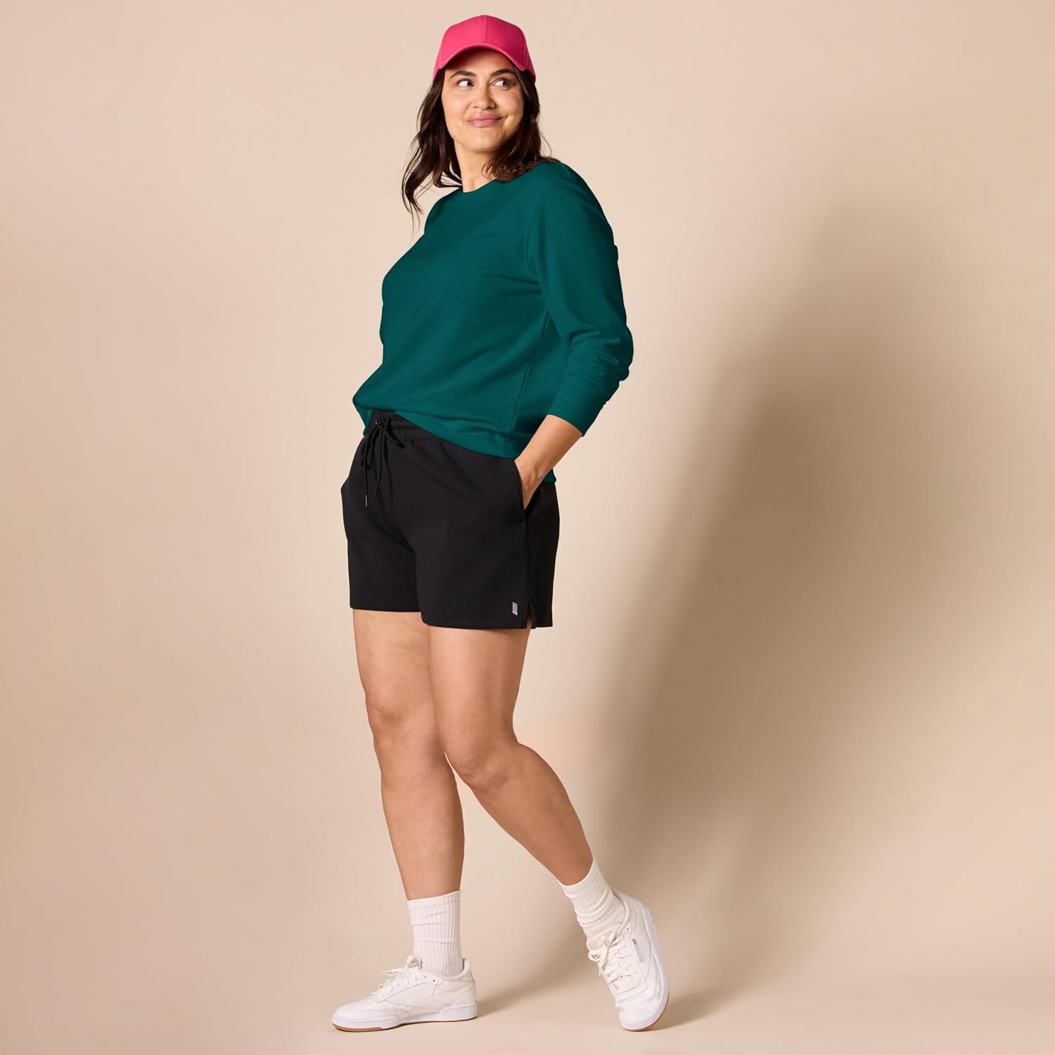 image:imageAmazon Essentials Womens Fleece Crewneck Long Sleeve Pullover Sweatshirt Available in Plus SizeDark Green