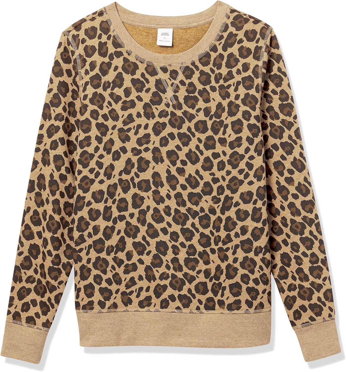 image:imageAmazon Essentials Womens Fleece Crewneck Long Sleeve Pullover Sweatshirt Available in Plus SizeLeopard