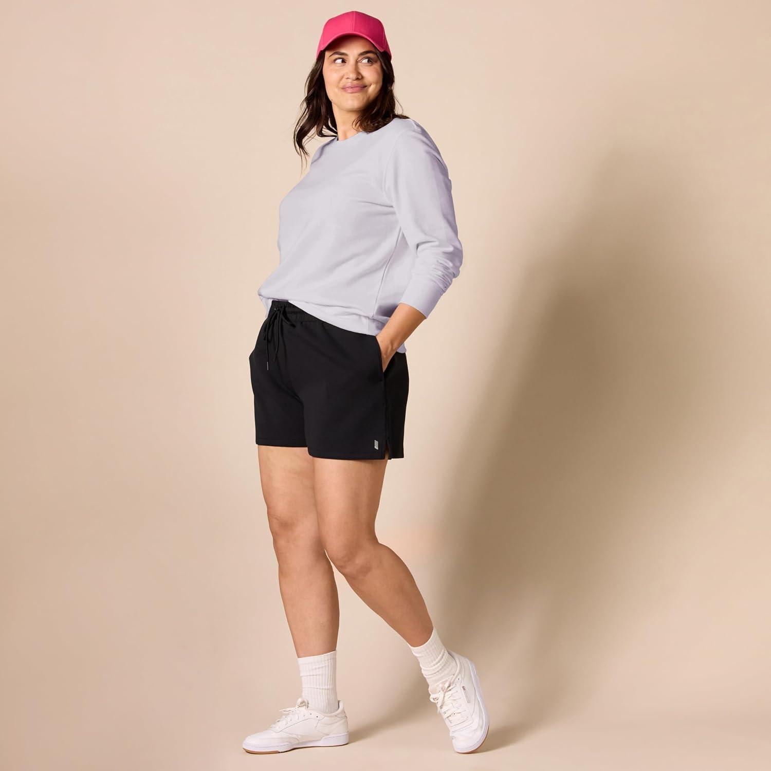 image:imageAmazon Essentials Womens Fleece Crewneck Long Sleeve Pullover Sweatshirt Available in Plus SizeLilac