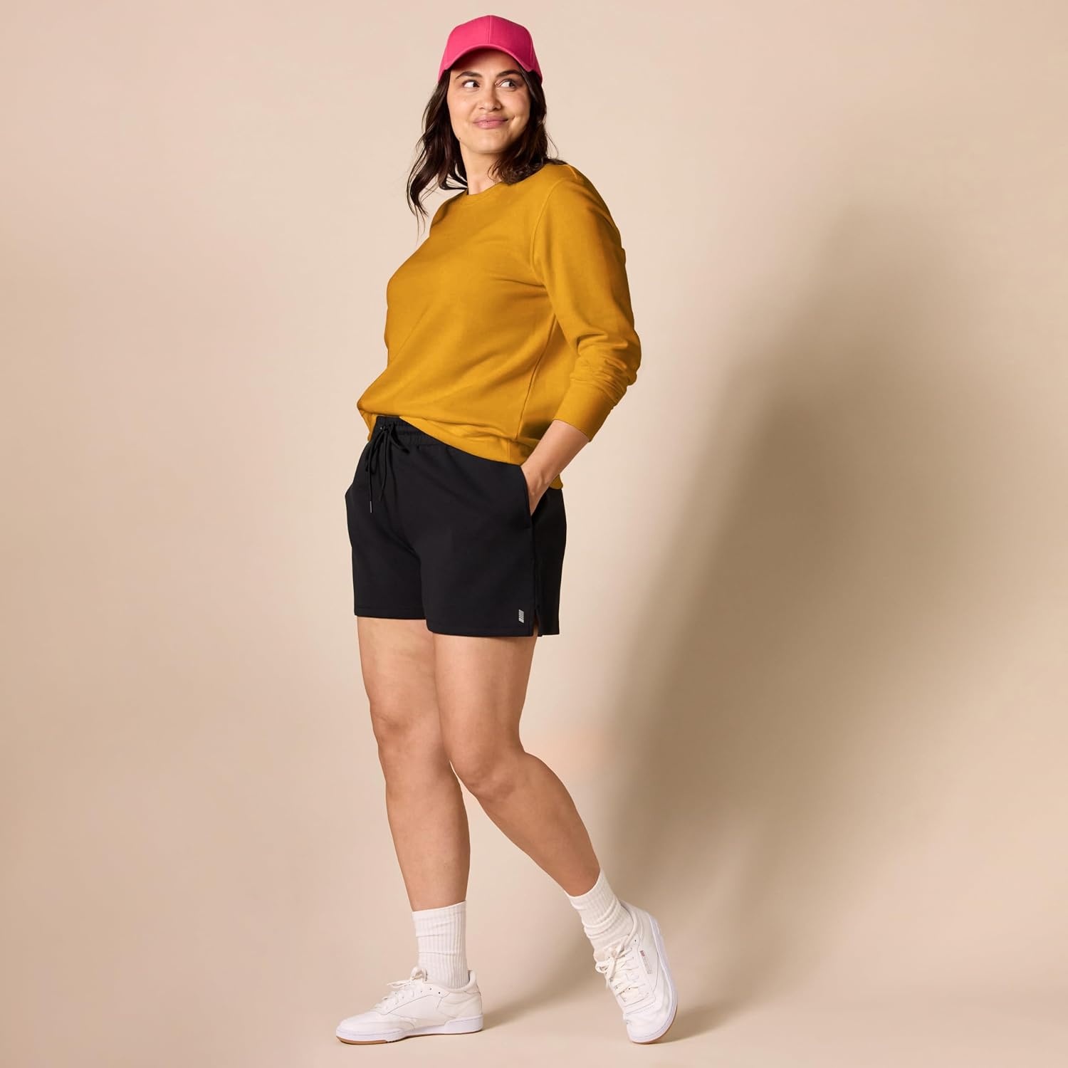 image:imageAmazon Essentials Womens Fleece Crewneck Long Sleeve Pullover Sweatshirt Available in Plus SizeMustard Yellow