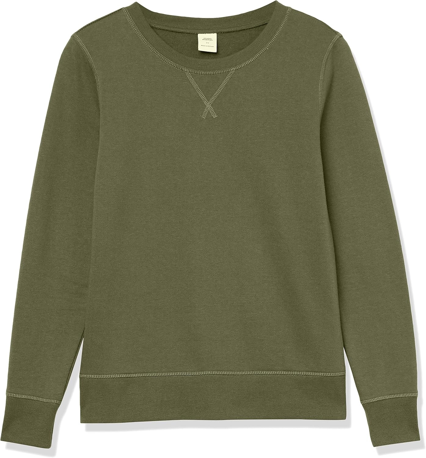 image:imageAmazon Essentials Womens Fleece Crewneck Long Sleeve Pullover Sweatshirt Available in Plus SizeOlive