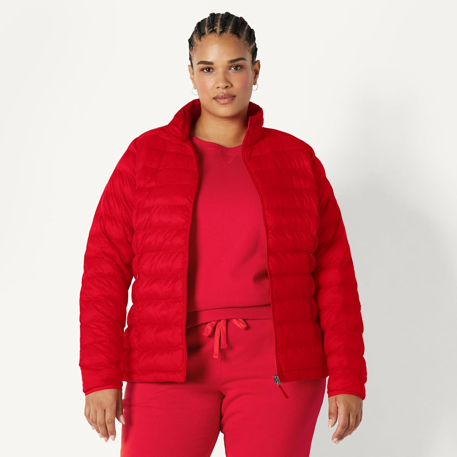 image:imageAmazon Essentials Womens Lightweight LongSleeve WaterResistant Packable Puffer Jacket Available in Plus SizeBright Poppy Red
