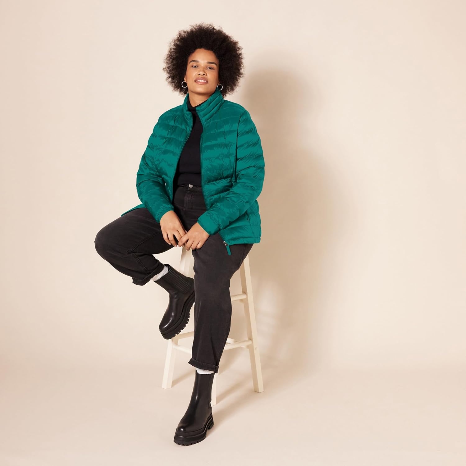 image:imageAmazon Essentials Womens Lightweight LongSleeve WaterResistant Packable Puffer Jacket Available in Plus SizeDark Emerald Green