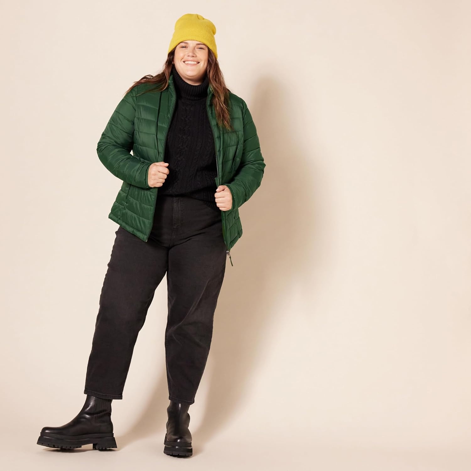 image:imageAmazon Essentials Womens Lightweight LongSleeve WaterResistant Packable Puffer Jacket Available in Plus SizeDark Green
