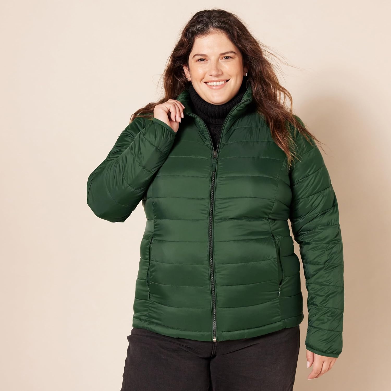 image:imageAmazon Essentials Womens Lightweight LongSleeve WaterResistant Packable Puffer Jacket Available in Plus SizeDark Green