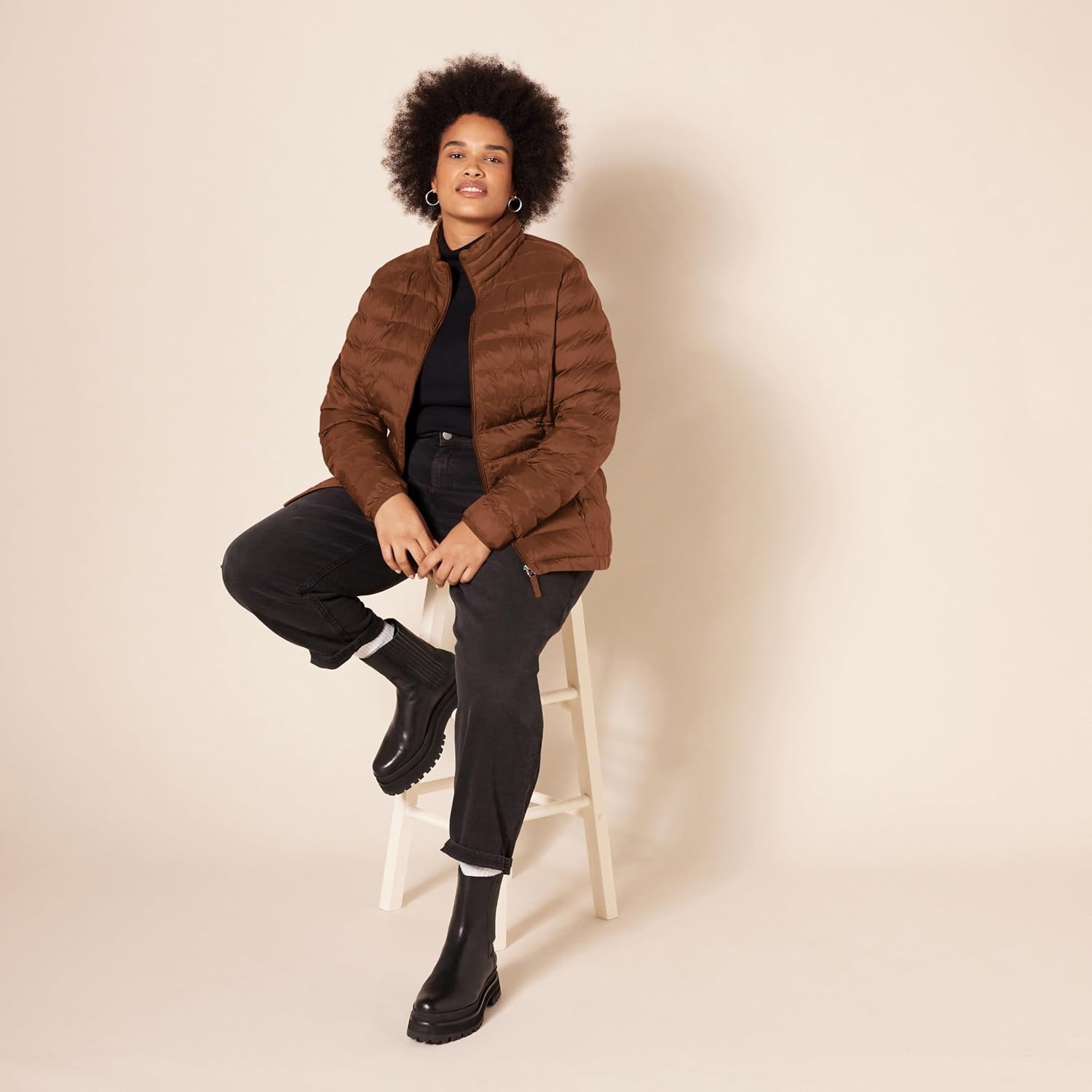 image:imageAmazon Essentials Womens Lightweight LongSleeve WaterResistant Packable Puffer Jacket Available in Plus SizeDark Toffee Brown