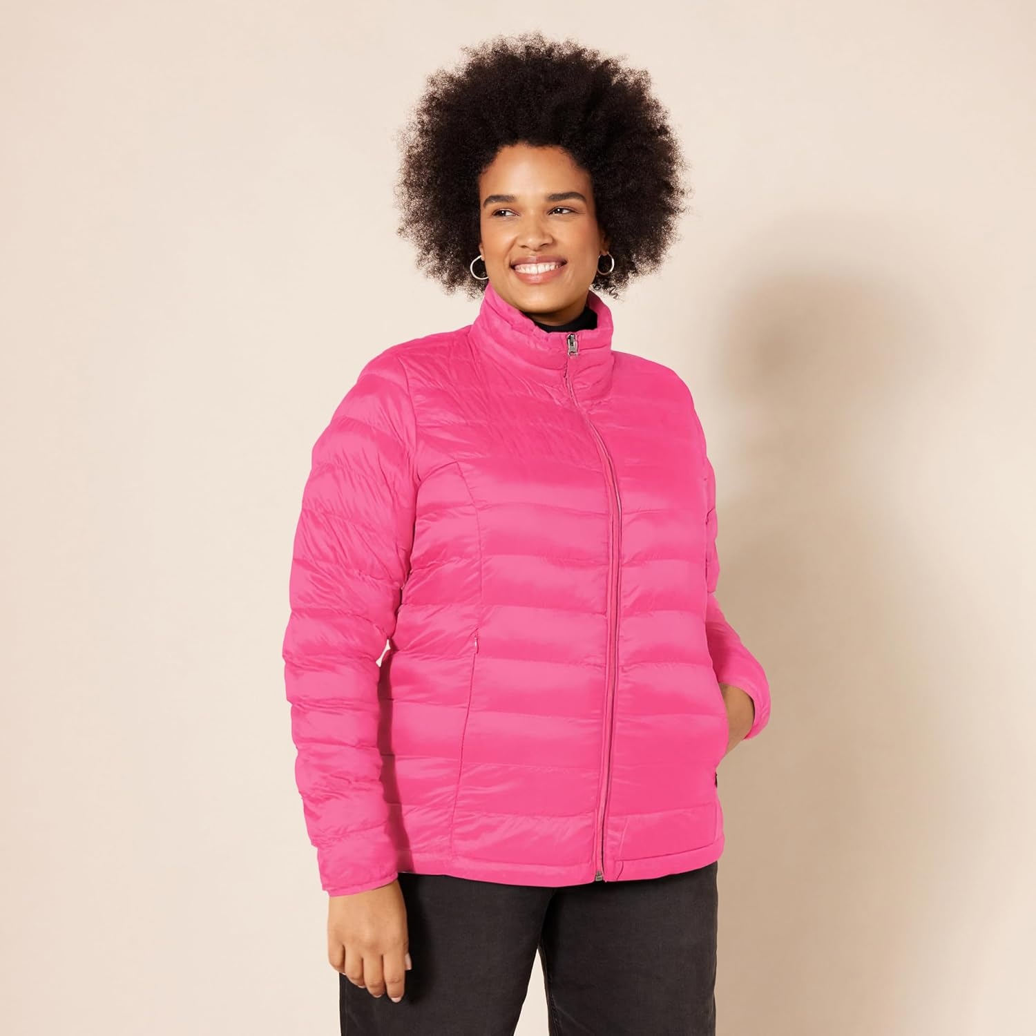 image:imageAmazon Essentials Womens Lightweight LongSleeve WaterResistant Packable Puffer Jacket Available in Plus SizeHot Pink