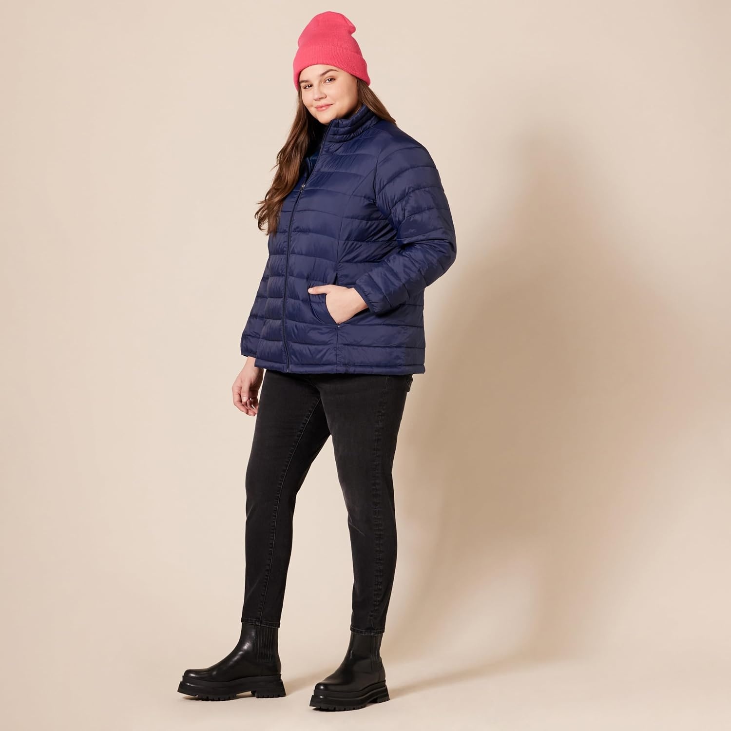 image:imageAmazon Essentials Womens Lightweight LongSleeve WaterResistant Packable Puffer Jacket Available in Plus SizeNavy