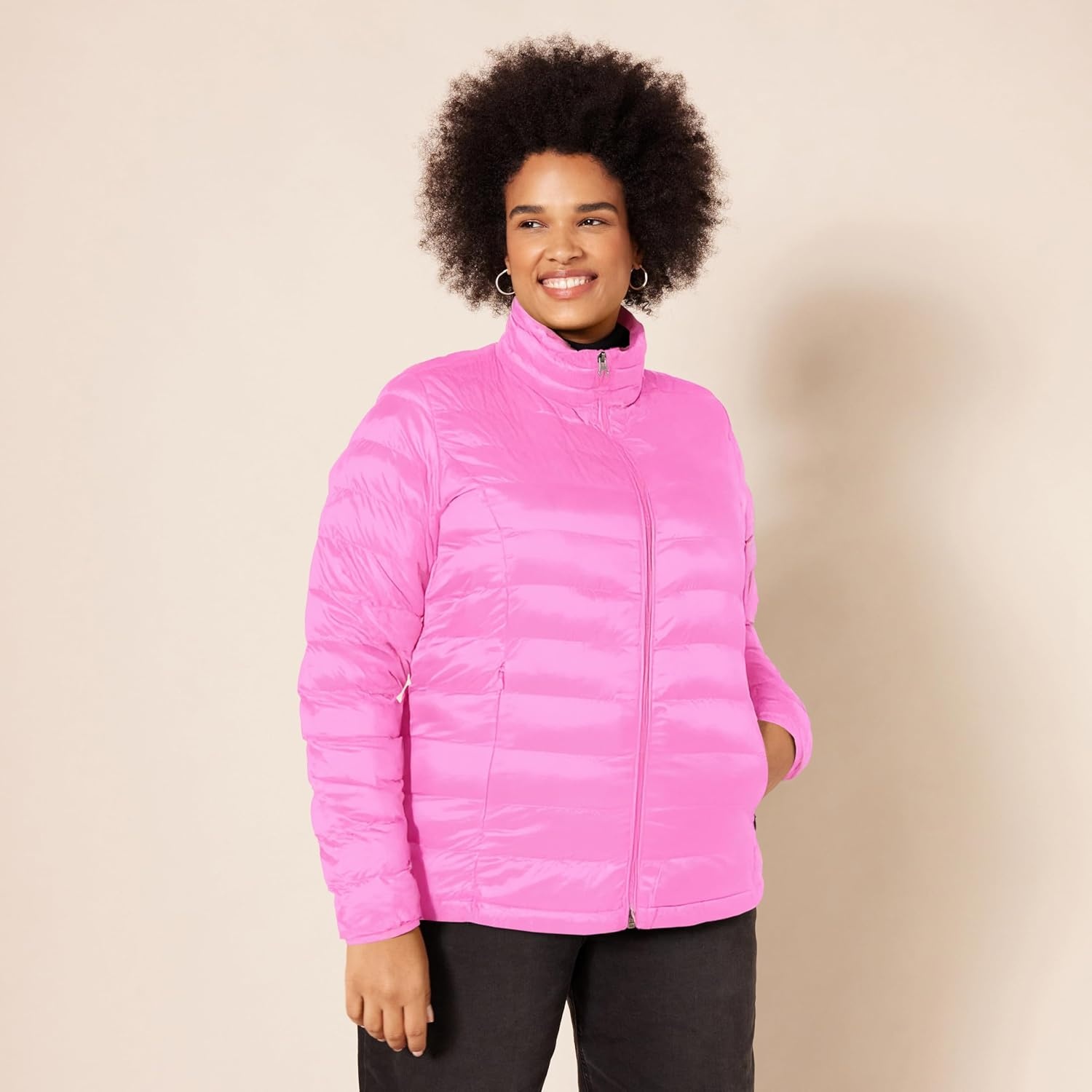 image:imageAmazon Essentials Womens Lightweight LongSleeve WaterResistant Packable Puffer Jacket Available in Plus SizeNeon Pink