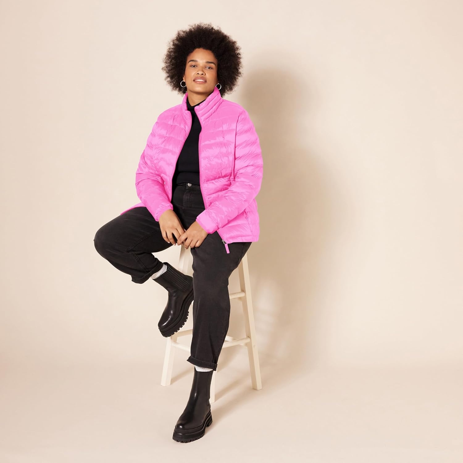 image:imageAmazon Essentials Womens Lightweight LongSleeve WaterResistant Packable Puffer Jacket Available in Plus SizeNeon Pink
