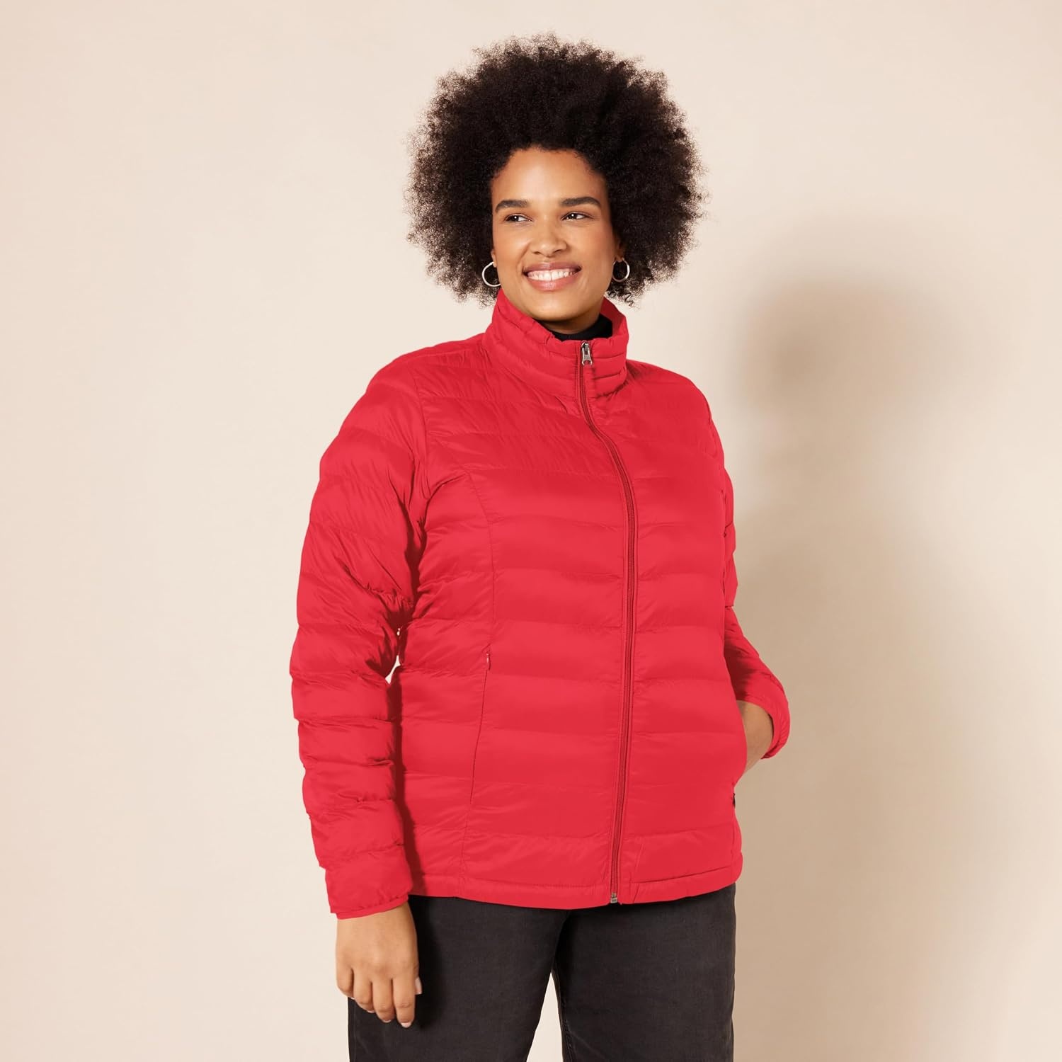 image:imageAmazon Essentials Womens Lightweight LongSleeve WaterResistant Packable Puffer Jacket Available in Plus SizeRed